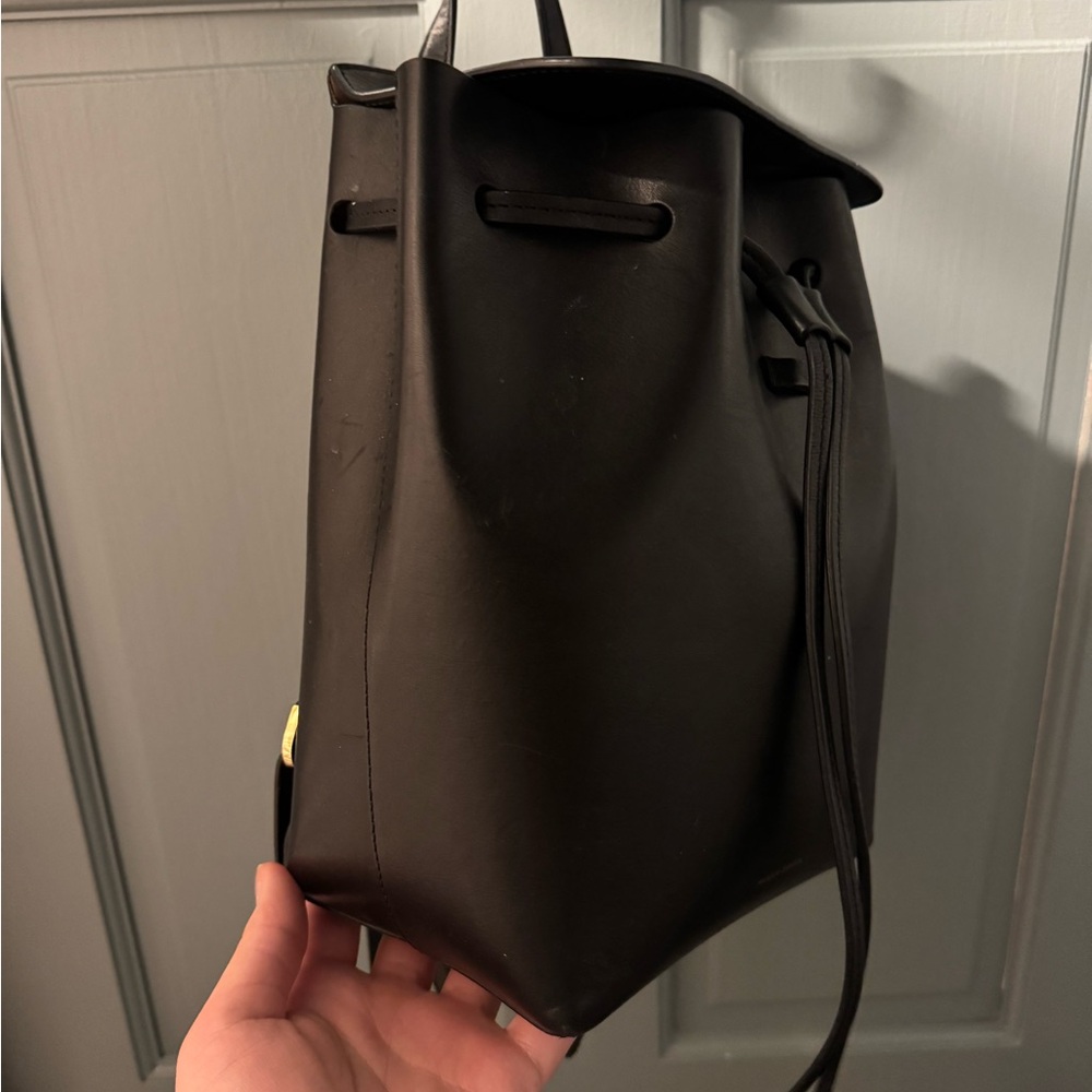 Classic Black Leather Drawstring Backpack - Women - image 2